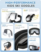 Findway Kids Ski Goggles OTG 3-12 UV400 Anti-fog A Black/Silver view 4