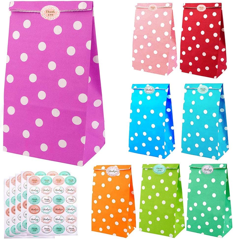 Viccess 80 Pieces Kraft Paper Bags Party Bags Candy Paper Bag Gift