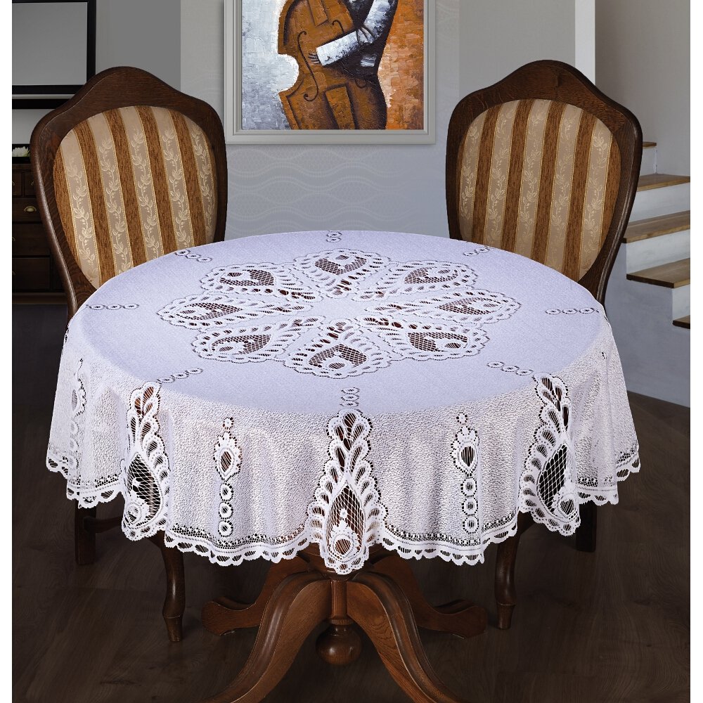 MforStyle White or Cream Tablecloth Round Lace 59" 150cm - (WHITE)