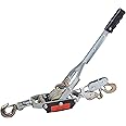 GESEXI 5 Ton Dual Gear Power Puller, 3 Hook Steel Cable Dual Gear Power Ratchet Come Along Puller Tool with Cable Automotive Hoist Hand Winch Cable Puller Stretcher Lift 11,000 Lbs