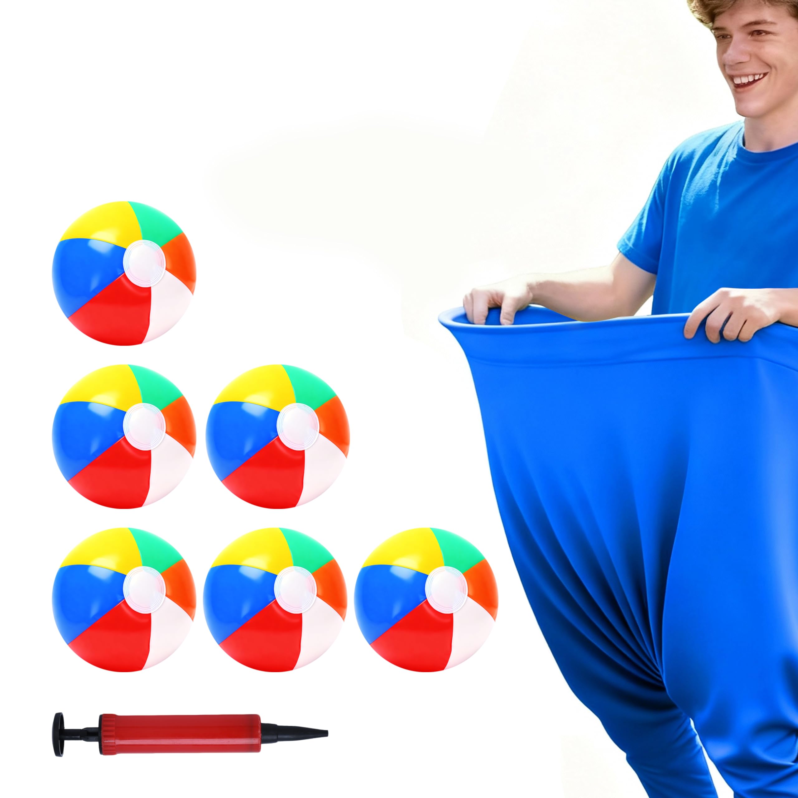 Granny Pants Yard Game, Giant Catching Pants with 6 Inflatable Balls Hand Pump, Funny Garden Party Relay Race Game for Family & Friends, BBQ Hen Stag Do Office Fun Day Team Building Lawn Games