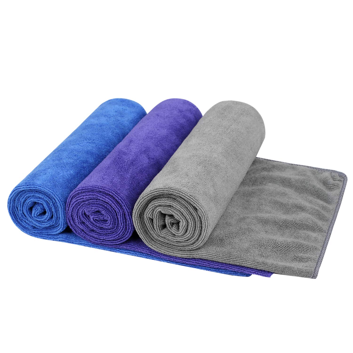 KLNYOO Sport Towel Travel Towel by 100% Microfiber Hand Gym Beach Towel - Fast Drying - Many Colors - Camping - Gym - Swim - Surf 3 Pack 40 X 80 cm Dark Blue+Gray+Purple