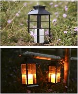Tomshine Outdoor Solar Lanterns 2 Pack Flickering Candle Lights Patio Garden view 3