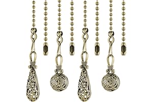 Dotlite Ceiling Fan Pull Chain Vintage Hollow Fan Danglers,14 Inches Decorative Fan String Pulls Charm Extension, 3mm Diamete
