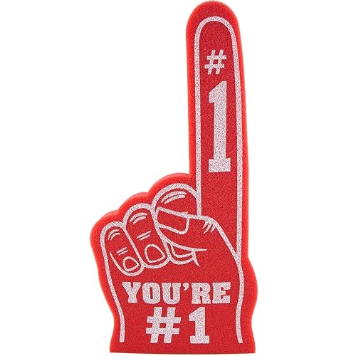 Giant #1 Foam Finger - 18 Inch Big Hand For Sports Games, Cheerleading, Parties - Multiple Colors