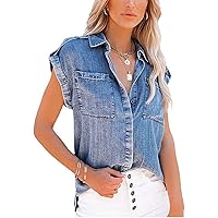 Amazon.com: chouyatou Women's Casual Distressed Button Down