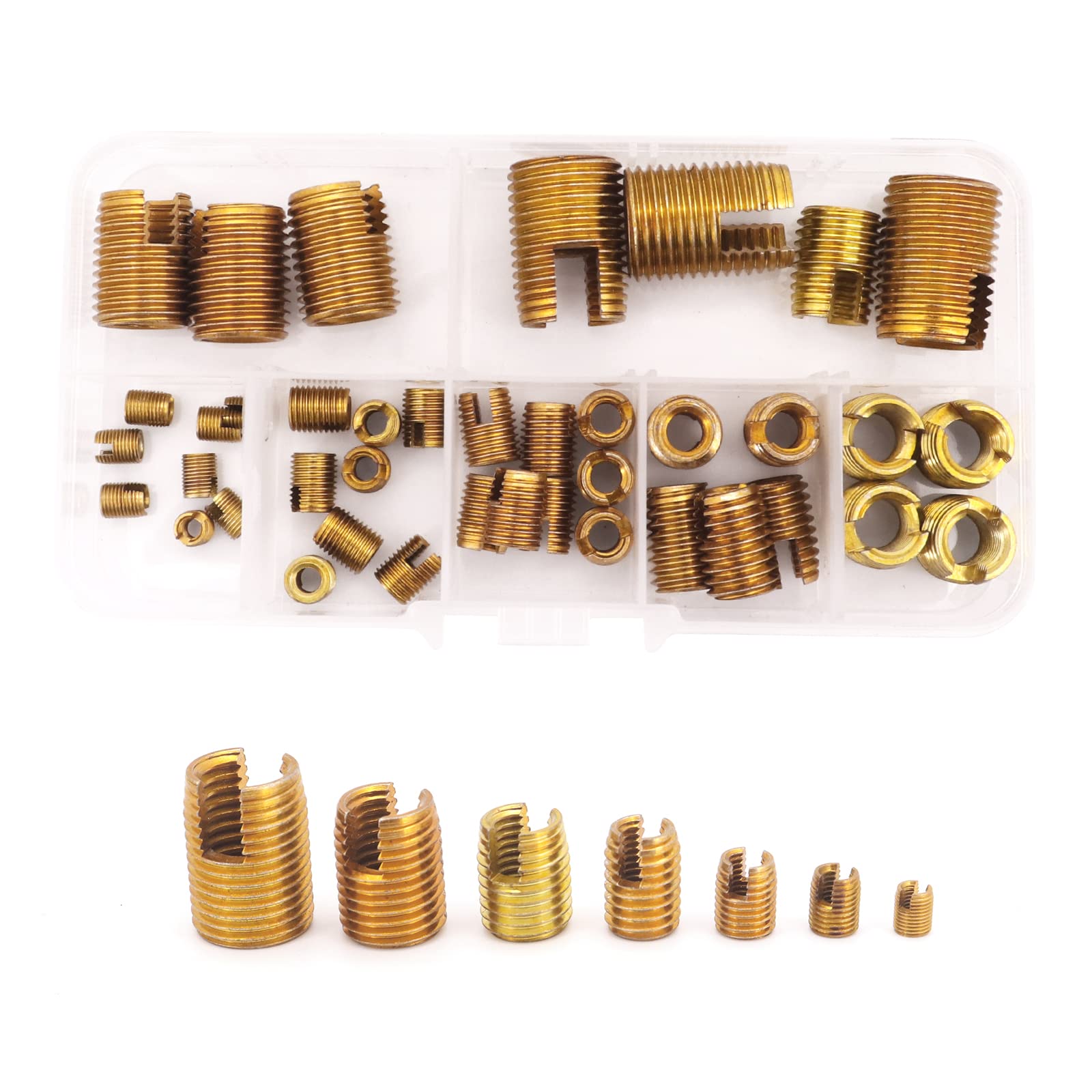 Yuhtech 40 Pcs 7 Sizes Carbon Steel Galvanized Self Tapping Threaded Insert M3 M4 M5 M6 M8 M10 M12 Self Tapping Slotted Screw for Thread Repair