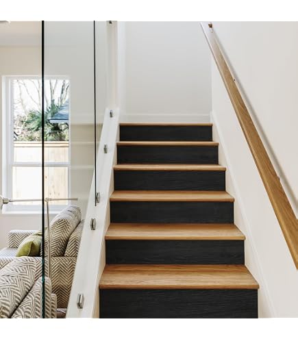 FLFK Stair Riser Decals – Waterfall Pattern, Peel & Stick Self-Adhesive Vinyl Stickers, 39.3" X 7.08" X 13 Pieces For Home Staircase Decor