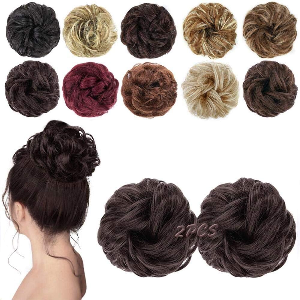 MORICA 2PCS Messy Bun Hair Scrunchies Messy Bun Hair Piece for Women Curly Wavy Scrunchy Updo Bun Hair