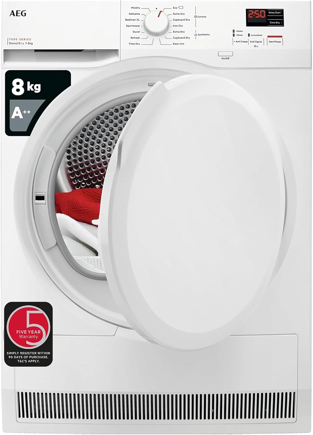 AEG 7000 Series Freestanding Heat Pump Tumble Dryer 8kg TR708L0B