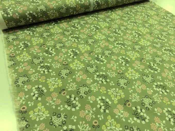 Amazon ビグミーワールド 花柄 ライトグリーン シーチング生地 花柄 ボタニカル 北欧風 生地 ぬの 布地 服地 布 生地 通販