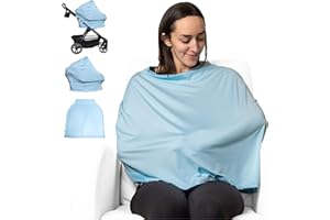ANGORA BRANDS Nursing Covers & Car Seat Cover for Baby - Multiuse Breastfeeding Scarf, Baby Car Seat Cover, Stroller Cover, Baby Carrier Cover, Multipurpose Baby Accessories Shower Gifts by Zokani (Baby Blue)