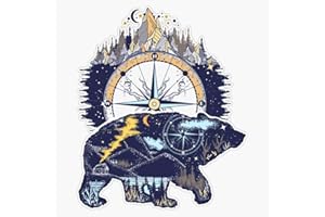 PNP GRAPHICS Bear And Mountains Sticker Vinyl Decal Bumper Sticker 5"