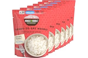 Miracle Noodle Ready-To-Eat Fettuccine Style Noodles, Pack of 6, White, 1200.0 grams