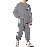 BAVADER Boys Clothes Solid Fun Prints Kids Clothes Boys Clothing Sets Crewneck Sweatshirt Sweatpants Outfits with Pockets