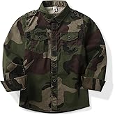 Lartaread Mens&Boys Long Sleeve Button Down Shirt Casual Camo Uniform Scout Army Shirts Spring Fall Tops with Pockets
