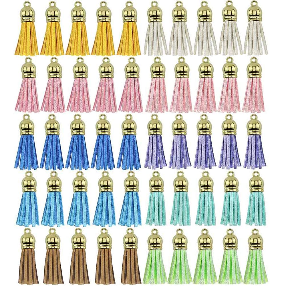 50 Pieces Keychain Tassel Tassels Pendants Key Ring Tassel Set Use for DIY Craft Supplies DIY Keyring Jewellery Making Craft Supplies Random Color