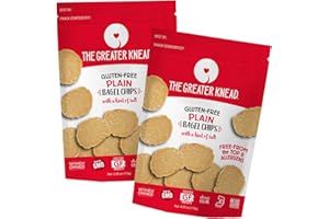 THE GREATER KNEAD Greater Knead Gluten Free Bagel Chips - Plain, Vegan, non-GMO, Free of Wheat, Nuts, Soy, Peanuts, Tree Nuts (2 Bags)