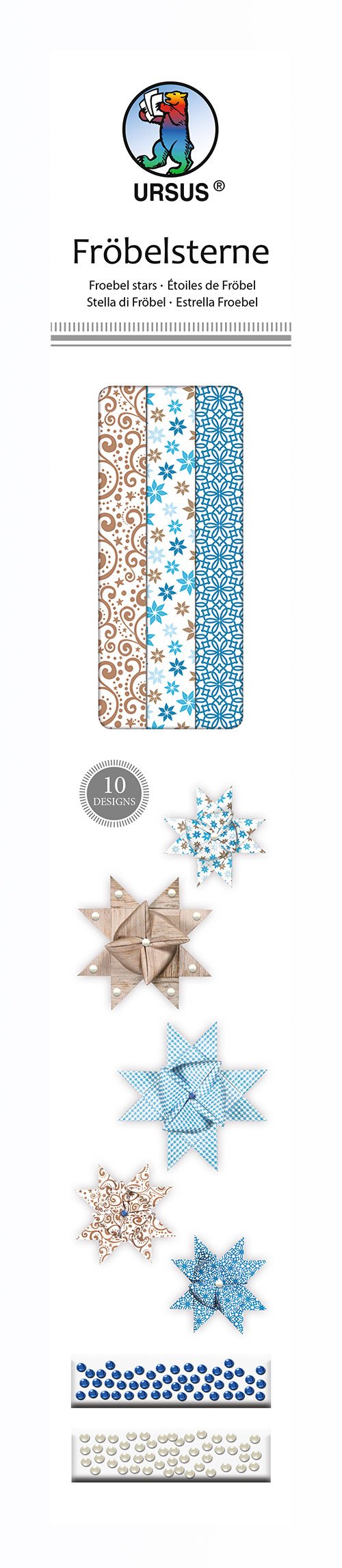 Ursus 34730000 – Moravian Star Assorted 60 Strips in 2 Sizes – Blue