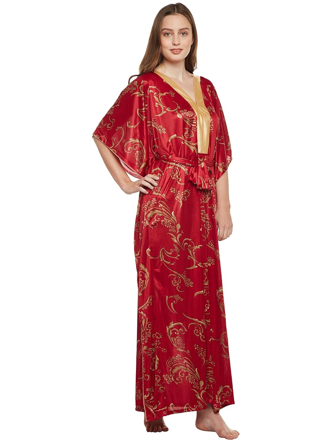 claura women satin printed kaftan