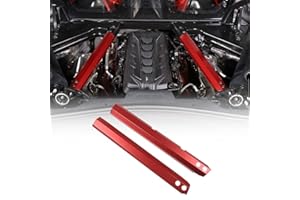 Fgtagtal Engine Compartment Pull Bar Trim Strip Compatible with Chevrolet Corvette C8 2020-2024, Aluminum Engine Bay Strut Bar Trim Cover Accessories, 2PCS (Red)