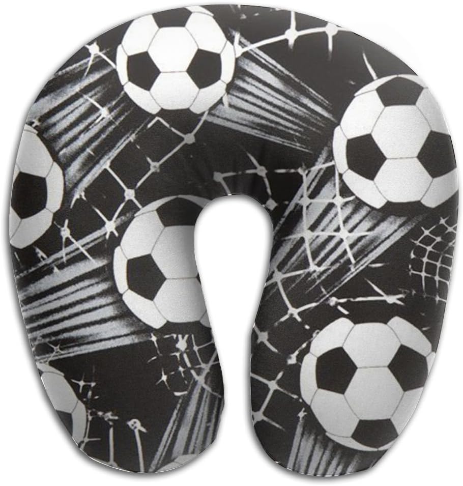U Neck Pillow Airplane Office Travel Rest Black Soccer Ball Memory Foam U Shape Pillow