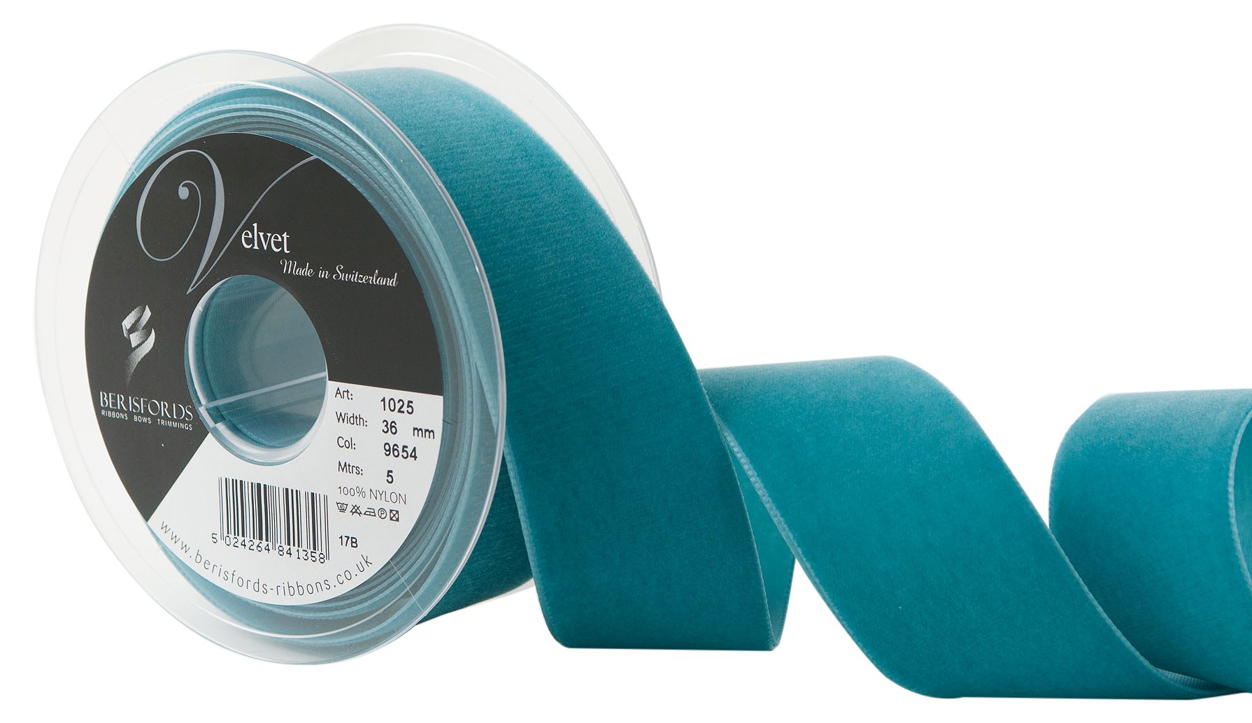 Berisfords Velvet Ribbon, Petrol, 102 x 45 x 102 cm