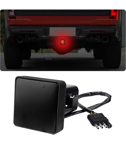 Aazon.co: Adiil 2''Size 15-LED Brake Light Trailer Hitch Cover Fit Towing &ap; Hauling,Soked