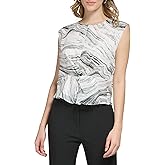 Calvin Klein Womens Loose Fitted Poly Chiffon Sleeveless Twist Detail Blouse
