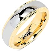 100S JEWELRY Engraved Personalized 6mm Tungsten Rings For Men Women Wedding Band Two Tones Gold Silver Engagement Size 5-13