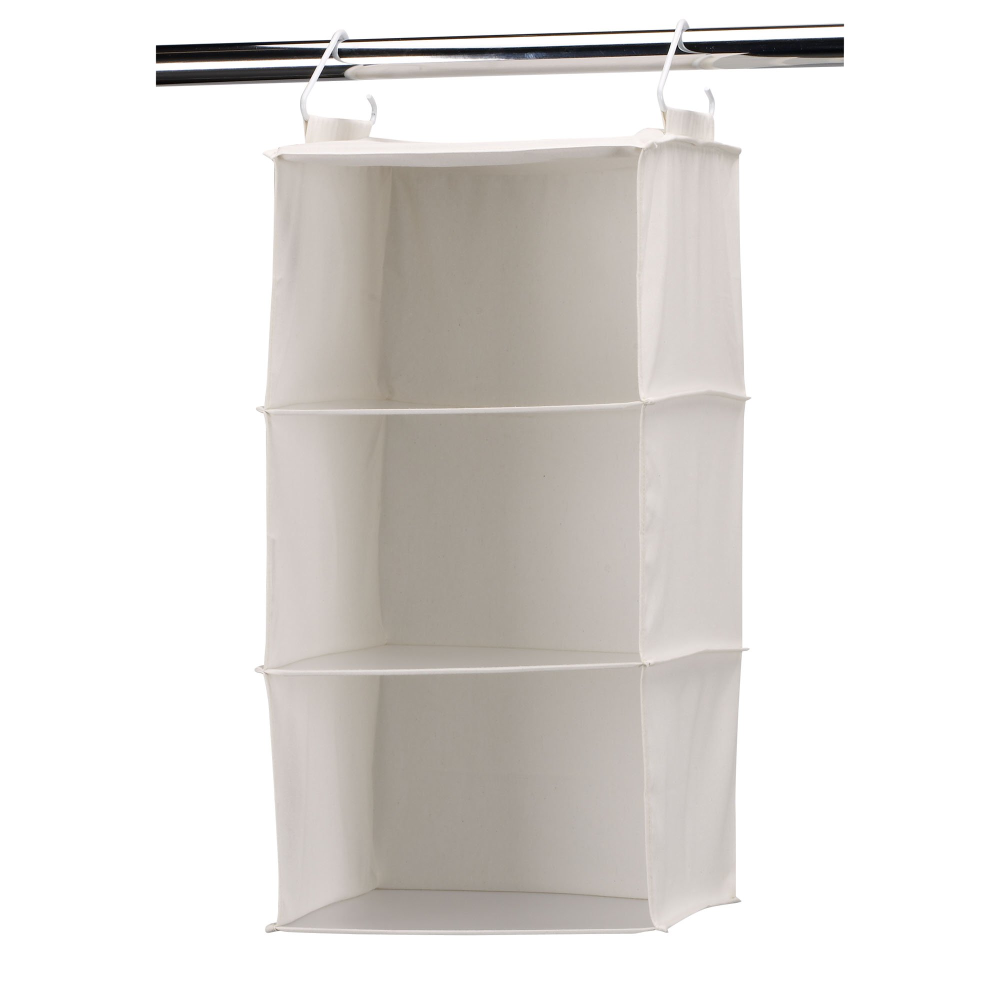 Household Essentials 311342 Hanging Closet Organizer | 3 Pocket Shelves | Natural Canvas