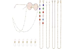 4 PCS Beaded Spectacle Chains Reading Sunglasses Eyeglass Strap Chains for Women with Anti-Skid Ear Hooks