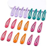 Cptots 20 PCS Metal Snap Hair Clips Water Drop No Slip Barrettes for Women Bright Small Hair Clips For Thick And Thin Fine Hair,Purple Orange Blue Red,1.97 x 0.5 In.