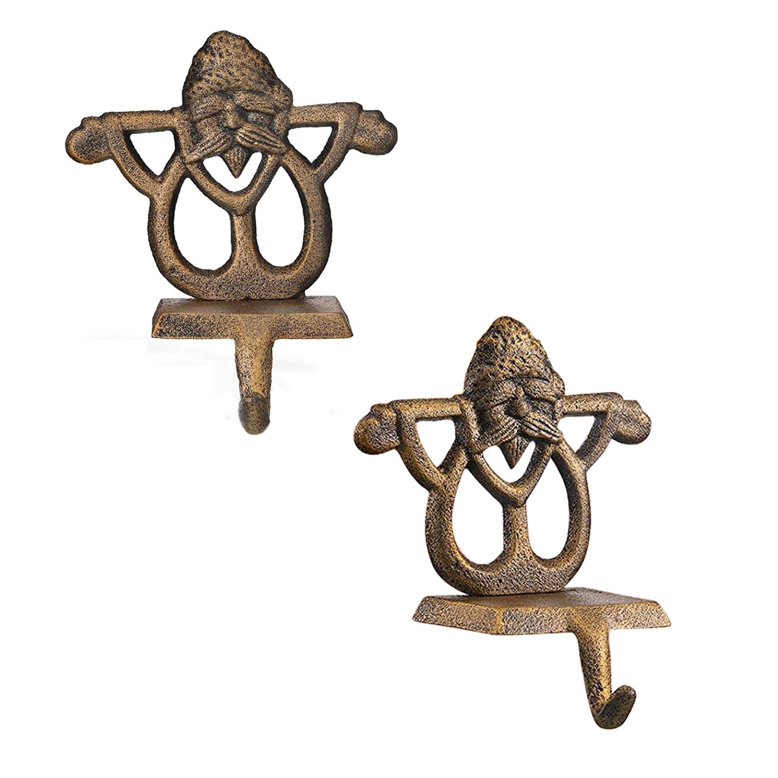 YWZHENYU Christmas Stocking Holder Durable Stocking Hanger Hooks for Mantel Fireplace Stocking Hooks for Christmas Decor of 2 pcs (Santa Style)