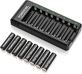 POWEROWL 8 Pcs AA 2800mAh Rechargeable Batteries with 8 Bay USB Charger Pro