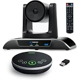TONGVEO 4K Conference Room Camera System with Gesture Control, AI Auto-Tracking PTZ Camera 5X Digital Zoom with Speakerphone Set 120&deg; Wide-Angle USB3.0 for Remote Meetings Zoom Teams OBS and More