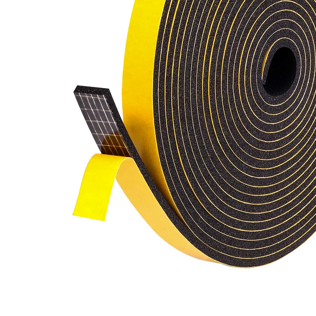 fowong Foam Rubber Seal Tape 6 mm(W) x 1.5 mm(T) Window Door Draught Excluder Air Conditioner Anti-Collision Strong Adhesive Weather Stripping Tape 2 Rolls of 10M Long Each