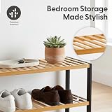 KEPLIN Natural Bamboo Shoe Rack 3 Tier 9 Pairs 70x55x25cm Black/Natural view 7