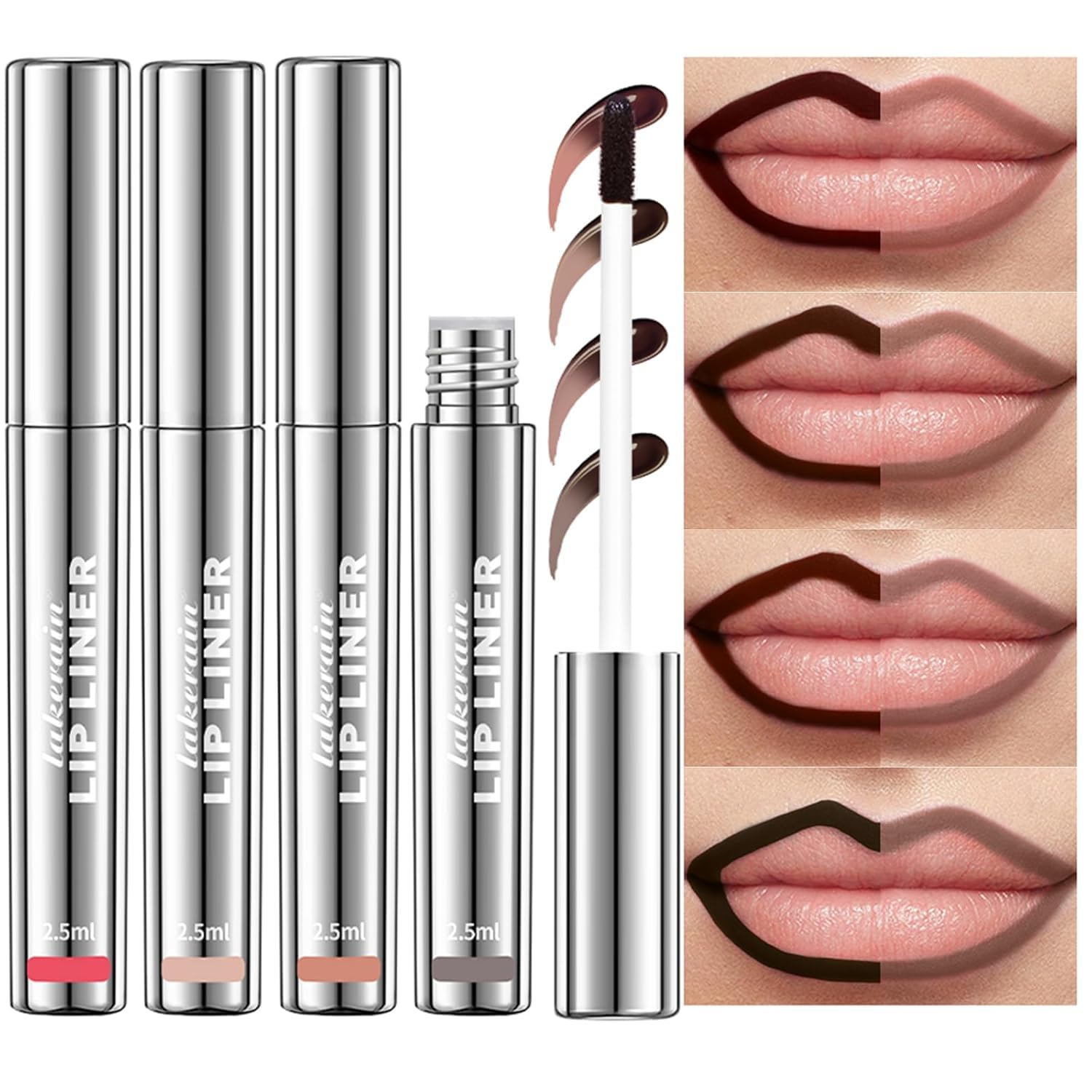 Peel Off Liquid Lipstick, Easy Peel & Reveal Lip Stain, Waterproof Long Lasting Peel Off Mask Lip Gloss, Lips Tattoo Makeup Beauty (# 4PCS/Set A)