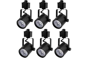 Arcfox H Type LED Track Light Head 9W 3000K Warm White ETL Multi Adjustable Angle 3 Wire Single Circuit Dimmable Track Lighting for Kitchen Dining Room Wall Art Exhibition (6 Pack, Black)