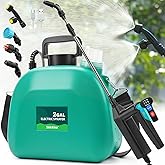 Battery Powered Sprayer 2 Gallon, 2025 Upgraded Electric Weed Sprayer with 3 Spray Forces, Battery Indicator, Rechargeable Handle,4 Mist Nozzles,23.6" Retractable Wand,Shoulder Strap, for Lawn&Garden
