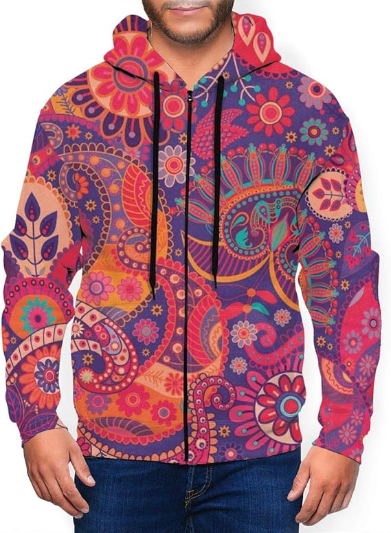Amazon.com: Elizadaisy Bohemian Hippie Print Womens Hooded Sweatshirt Zip Up Pullover Hoodie 