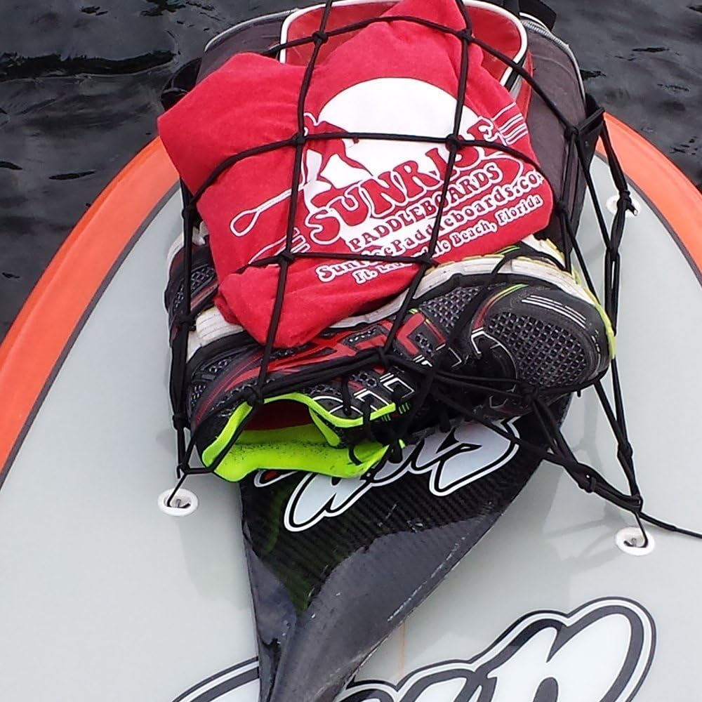 SUPSmart Stand Up Paddle Board Cargo Net with 4 Anchors Allowing Bungee