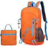 Hiflyer Small Hiking Backpack for Women Men, 20L Foldable Backpack Travel Hiking Essentials Camping Essentials, Lightweight Back Pack for Travel Camping Outdoor Commute (Orange)