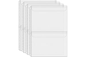 Mogoostry A4 Binder Pockets Zipperless Cash Envelopes 2 Pocket Binder Sleeves with Flap Binder Pouches Loose Leaf Inserts Folder Photocard Sleeve Filing Bags