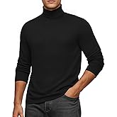 MANGOPOP Men's Turtleneck Long Sleeve Shirts Thermal Undershirt Relaxed Fit Fleece Tops Fall Winter Fashion