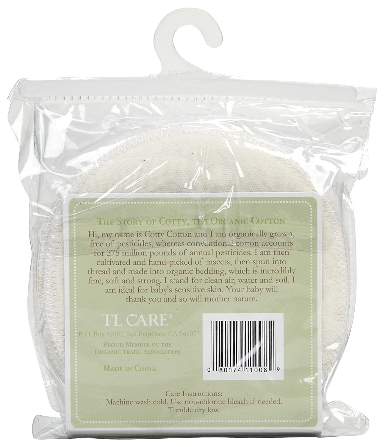 TL Care Nursing Pads Made with Organic Cotton - Soft, Breathable, Absorbent & Washable, Natural Color, 6 Count