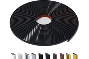 JSIWOTH Peel and Stick Trim, Shiny Black D-Shape Flexible and Self Adhesive Trim, 52.5 Ft Waterproof Molding Trim for Walls, Edges & Borders, Window Frames, Backsplash