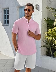 COOFANDY Men's Henley Shirt Short Sleeve Stand