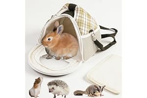 ABLAZEZAI Guinea Pig Carrier, Small Animal Travel Bag, Breathable Outdoor Portable Pouch for Chinchilla Hamster Bird Bunny Hedgehog Sugar Glider Gerbil Snake (Black)